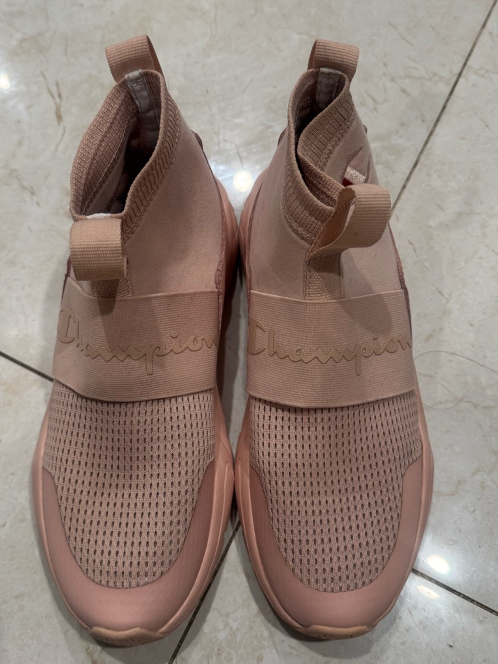 Champion Women's Slip-On Knit Sneakers in Dusty Rose